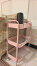 顺优置物架落地碳钢储物架移动厨房收纳架移动小推车三层 粉色SY-1320 实拍图
