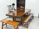 实木大板茶桌奥坎大板桌原木整板大板办公桌胡桃木大板茶台餐桌 官帽椅 实拍图