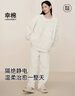 幸棉（LUCKMEEY）麻花绒加厚款家居服套装男女睡衣长毛绒保暖可外穿情侣防静电套头 女款奶油白 L （女110-140斤/男120-140斤） 实拍图