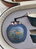 瓷牌茗茶具（cipaiming teaset）旅行茶具套装户外便携式陶瓷快客杯一壶四杯办公室功夫茶壶泡茶 蓝古茗1壶4杯+罐盘+棕皮包+巾夹 实拍图