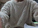 幸棉（LUCKMEEY）麻花绒加厚款家居服套装男女睡衣长毛绒保暖可外穿情侣防静电套头 女款奶油白 M （女款90-110斤） 实拍图