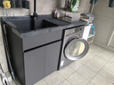 希尚可定制洗衣机柜加厚蜂窝铝切角阳台柜滚筒洗衣机伴侣石英石洗衣柜 130cm灰色左盆【白盆备注】 实拍图