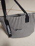 鹏境2025新款帆布手提单肩包包女时尚条纹大容量购物袋休闲通勤托特包 飘带条纹【经典黑】 实拍图