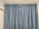 水星家纺免打孔窗帘遮光卧室全遮光布杆子全套隔音飘窗遮阳帘5.0x2.7m蓝色 实拍图