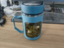 玻璃水杯商务杯大容量男女生带盖泡茶饮水礼品杯家用把手杯 蓝色 500ml 1只 实拍图
