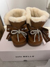 百丽童鞋儿童反毛绒雪地靴女童蝴蝶结棉鞋冬季加绒保暖真皮中大童短靴 驼色 29 参考脚长177mm 实拍图
