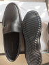 千百度2026男鞋头层羊皮商务休闲皮鞋舒适套脚豆豆鞋乐福鞋 黑色 42 实拍图