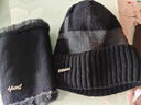 南极人毛线帽男保暖针织护耳冬加绒加厚包头套围脖帽子女N18M2519 黑色 实拍图