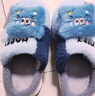 小猪班纳男女宝室内外穿居家儿童保暖软底可爱卡通毛绒棉拖鞋 蓝灰色 34 实拍图