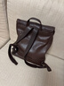 裘真新年礼物植鞣羊皮信使系列竖款双肩包大容量上班通勤休闲背包新款 咖啡色 实拍图