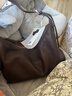 裘真植鞣（胎牛皮）双耳hobo包休闲单肩斜挎包大容量通勤包女 咖啡色（胎牛皮） 大包 实拍图