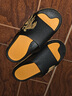 回力运动拖鞋男浴室内户外不易滑厚底凉拖鞋HL39391黑黄色41-42码 实拍图