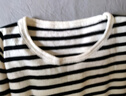 LOVER RUCCI法国纯棉秋冬季新款圆领条纹卷边针织衫女纯棉线长袖t恤宽松打底 黑白色 L 实拍图