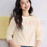 真维斯（Jeanswest）纯棉t恤女2025新款秋季女士慵懒风休闲长袖上衣通勤简约打底衫HG 奶白色(夏日椰树胸标) XL (170/92A) 实拍图