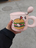 可爱fufu生日蛋糕马克杯带盖勺陶瓷杯送女生高颜值有意义生日礼物 汉堡生日蛋糕杯+盖+勺1个350ml 实拍图