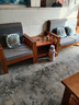 秋祁新中式实木沙发全实木组合农村客厅小户型简约现代冬夏两用家具 单+双+三人+茶几+边几【柚木色】 实拍图