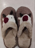 细细条（XIXITIAO）一家三口毛毛鞋男女冬季创意可爱圣诞麋鹿亲子包头棉拖鞋 棕色【软萌麋鹿】 44-45【适合42-43的脚】 实拍图