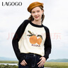 LAGOGO柿柿如意撞色保暖毛衣女拉谷谷2024年冬季新款插肩袖针织衫 白黑(VW) S 155/36 实拍图