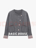 百家好（Basic House）Basic House/百家好撞色圆领斜门襟开衫外套2025女士春季新款毛衣 灰色 M 实拍图