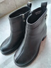 意尔康女靴羊皮粗跟气质通勤及踝靴加绒保暖短靴女 14734W 黑色   35 实拍图