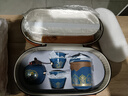 瓷牌茗茶具（cipaiming teaset）旅行茶具套装户外便携式陶瓷快客杯一壶四杯办公室功夫茶壶泡茶 蓝古茗1壶4杯+罐盘+棕皮包+巾夹 实拍图
