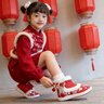 汉服鞋子女童冬季2026新款儿童拜年鞋国风红色雪地靴加绒绣花棉鞋 红色 27 实拍图