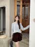 香影丝绒黑色蛋糕短裙女2026秋装新款高腰a字蓬蓬百搭新年半身裙 咖色 半身裙 S 155/60A/85-95斤 实拍图