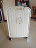 欧遥高颜值子母行李箱次日达小型登机拉杆箱女学生耐用可坐密码旅行箱 白色【折叠杯架+充电口+化妆包】 26英寸 【学生上学住宿】 实拍图