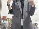 优衣库女装双排扣茄克/外套通勤商务夹克481603 484252 478557/05天灰色 M 实拍图