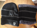 浩冠 帽子男冬季保暖骑车毛线帽韩版针织防寒时尚冬天棉帽加绒男女士 黑色 帽子围脖两件套 实拍图
