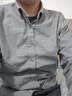 罗蒙（ROMON）纯棉磨毛长袖衬衫男春季新款中青年商务休闲易打理职业工装衬衣男 5C088080灰色 L (175) 【建议130-140斤】 实拍图