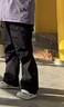 骆驼（CAMEL）直筒梭织工装长裤女防泼水百搭伞兵裤 C24CA6L6619 幻影黑 M 实拍图