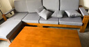 公熊（GXIONG） 公熊家具 沙发实木沙发客厅北欧实木木质沙发实木沙发小户型沙发 【标准版】胡桃色（灰色布套） 四人位+脚踏+长茶几 实拍图