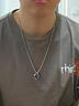 戚小米[刻字]项链男潮男生吊坠简约个性锁骨链潮牌百搭挂饰卫衣链男 蓝色 实拍图