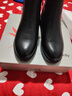 红蜻蜓短靴女加绒保暖时装靴子女粗跟牛皮靴女士中跟女棉靴 WTC434351C 实拍图
