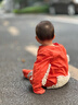 秋冬儿童婴儿纯棉连体衣长袖爬服衣服连体衣衣服睡衣 桔红色 包手包脚 80cm 实拍图