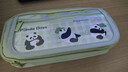 得力熊猫痛包学生笔袋 简约双拉链大容量铅笔盒多功能文具收纳袋 绿BC435开学必备 实拍图