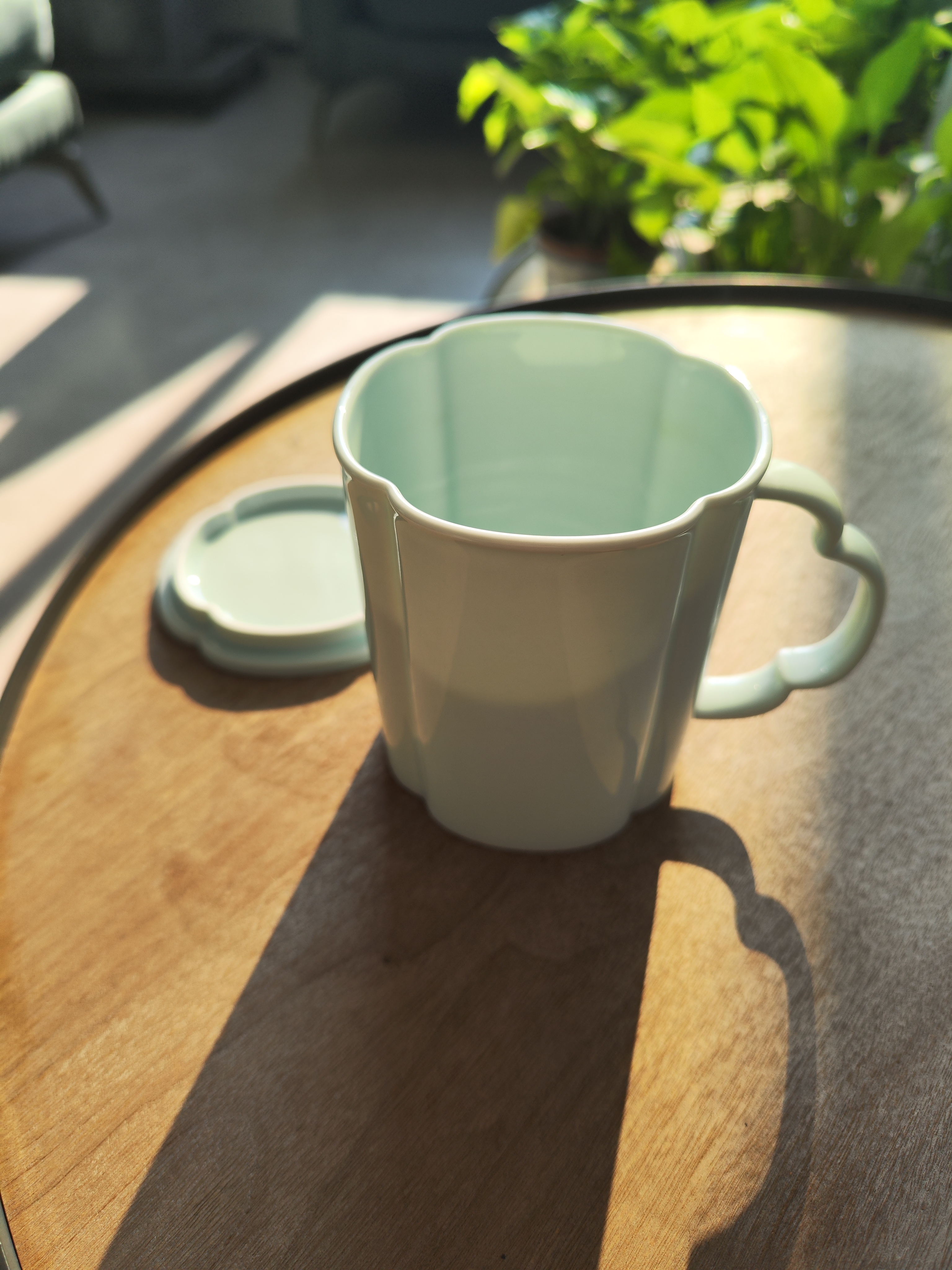 蓝印东方挂耳咖啡杯美式专用杯家用高颜值陶瓷水杯咖啡套装杯情侣水杯送礼 【玉海棠-影青】马克杯带盖 实拍图