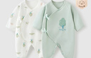 童泰婴儿连体衣新生儿衣服四季0-6月初生宝宝哈衣爬服纯棉内衣2件装 绿白小树（四季款） 59cm (建议1-3个月身高55-60cm) 实拍图
