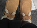 Bata勃肯毛毛鞋女2025冬商场新款英伦牛剖皮通勤保暖单鞋30922DM5 棕色 38 实拍图