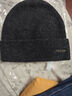 CACUSS纯羊毛毛线帽子男士秋冬加厚保暖护耳帽大头围套头针织帽黑深灰 实拍图