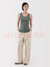 MUJI女式 弹力罗纹编织背心 上衣内搭打底 25年夏季女装 BB2ROA5S 烟熏绿色 M (160/84A) 实拍图