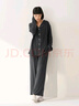 MUJI女式柔软针织前开睡衣套装女士家居服女款女装25年秋季 FD32CC5A 炭灰色 L -XL 上装170/92A 下装170/74A 实拍图