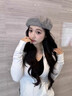 昙蓓漫毛呢贝雷帽女秋冬季蝴蝶结新款时尚洋气复古风画家帽子百搭显脸小 秋冬贝雷帽【灰色】蝴蝶结可拆卸 均码 【适合55-57cm】 实拍图