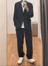 花花公子学生西服套装男宽松休闲黑色大学生小西装韩版商务正装轻熟三件套 西服+西裤+白衬衫 XL 实拍图