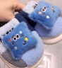 小猪班纳男女宝室内外穿居家儿童保暖软底可爱卡通毛绒棉拖鞋 蓝灰色 34 实拍图