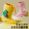 牧萌儿童雨鞋男童女童防水立体宝宝防滑耐磨卡通雨靴 浅蓝恐龙 18码 实拍图