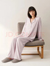 MUJI女式柔软针织前开睡衣套装女士家居服女款女装25年秋季 FD32CC5A 烟熏粉色 L -XL 上装170/92A 下装170/74A 实拍图
