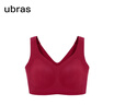 ubras无尺码加大版背心式文胸无痕无钢圈女士内衣女无痕胸罩丝绒红 实拍图