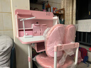 忆瞳儿童学习书桌椅套装 可升降带阅读书架多功能课桌椅家用写字桌 珍藏粉-环保抗醛【三层大书架】 实拍图